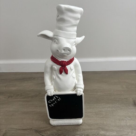 VTG Ceramic Pig Chef Chalkboard 17” Statue Kitchen Decor Figure Menu Board READ - Picture 3 of 16